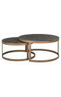 Coffee table Bloomville brass shagreen incl. glass tops (Set of 2) - 4