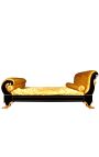 Empire style seng med satin guld stof og sort lakeret træ