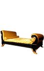 Empire style seng med satin guld stof og sort lakeret træ
