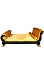 Empire style seng med satin guld stof og sort lakeret træ