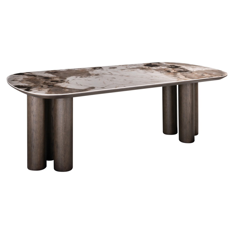 Valyron-Esstisch 230 cm Eiche und Marmoreffektkeramik