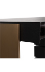 Structura-bureau in houtskool eiken fineer met geborsteld gouden basis en 5 laden 140 cm - 5