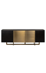 Structura-dressoir in houtskool eiken fineer met geborsteld gouddeuren en designbasis - 220 cm - 8