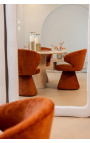 STRUCTURA round dining table in beige travertine - 130 cm - 3