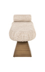 Structura-bank in beige angora getextureerde stof en geborsteld messing afwerking metaal - 6