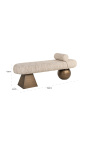 Structura-bank in beige angora getextureerde stof en geborsteld messing afwerking metaal - 10