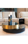 Mesa de centro de estruturas em preto e metal ouro com top espelhado - 112 cm - 4
