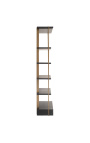 Struktura stěnové regálové jednotky se zrcadlem v dřevěném dubu dubu a kartáčovaný zlatý rám 218 cm - 6
