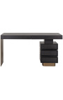 Struktura stol u furniru za hrastove ugljena s brušenom zlatnom bazom i 5 ladica 140 cm - 8