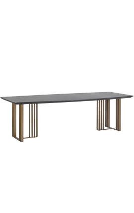 Structura mesa de jantar no folheado de carvalho de carvalho e base escovada - 220 cm - 5