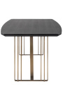 STRUCTURA dining table in charcoal oak veneer and brushed gold base - 220 cm - 5