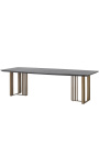 STRUCTURA dining table in charcoal oak veneer and brushed gold base - 220 cm - 5