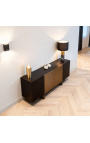 Structura Sideboard no folheado de carvalho de carvão com portas de ouro escovado e base de design - 220 cm - 4