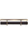 STRUCTURA TV cabinet in charcoal oak veneer and brushed gold stainless steel - 220 cm - 2