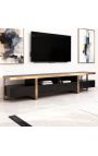 Structura TV-kabinet i trækul Oak finer og børstet guld rustfrit stål - 220 cm