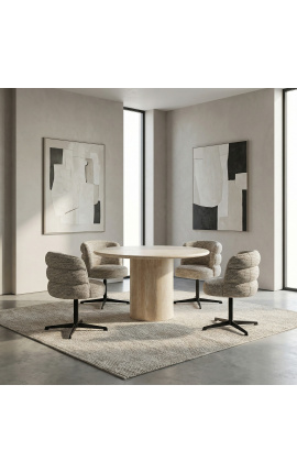 Structura ronde eettafel in beige travertijn - 130 cm - 9