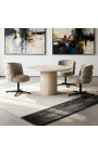 Structura rund matbord i beige travertin - 130 cm - 9
