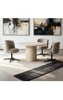 Struktūra pasukama valgomojo kėdė šviesiai pilka bouclé audinio - juoda bazė