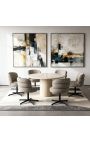 Structura Sedia da pranzo girevole in tessuto nero grigio chiaro - base nera