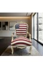"American Flag" barokk lenestol av Louis XV stil og beige tre - 3