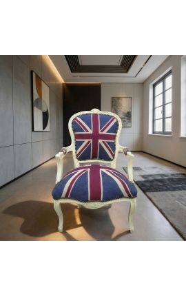 "Union Jack" Barok Tugitool Louis XV stiil ja beež puit