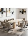 Structura drejelig spisestue i lysegrå Boucé stof - sort base