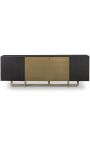 Structura Sideboard no folheado de carvalho de carvão com portas de ouro escovado e base de design - 220 cm - 10