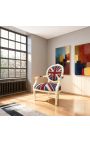 Poltrona stile barocco di Louis XVI "Union Jack" e legno beige - 13