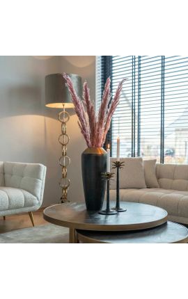 Σετ 2 BOHO τραπεζάκι σαλονιού από ανοξείδωτο ατσάλι από μαύρη δρυς και ορείχαλκο