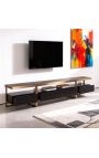 Structura TV-kabinet i trækul Oak finer og børstet guld rustfrit stål - 220 cm