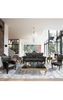 Poltrona in stile barocco in pelle nera e legno laccato - 13