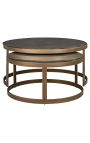 Coffee table Bloomville brass shagreen incl. glass tops (Set of 2) - 3