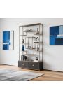 Talvorn Display Cabinet in Black Oak Fineer en geborsteld messing metaal