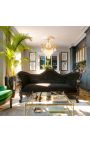 Barokki sohva Napoléon III musta velvet ja musta lakkeroitu puu - 12