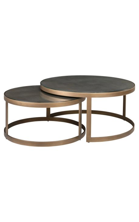 ERYNDOR nesting round coffee tables shagreen effect – Ø91.5 cm
