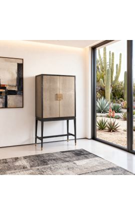 ERYNDOR Shagreen Effect Bar skrinka v čiernom dube - 182 cm