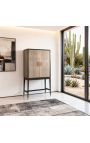 ERYNDOR Shagreen hatás bárszekrény fekete tölgyben - 182 cm
