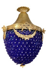 Kronleuchter aus blauem Glas mit Bronzen