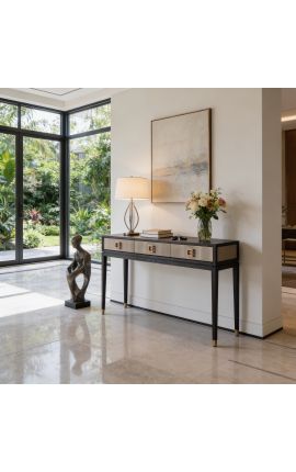 ERYNDOR Shagreen Efect Console Masa în Oak Negru - 165 cm