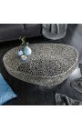Suuri oval "Kori" kahvipöytä teräksestä ja hopeasta värillisestä metallista 120 cm