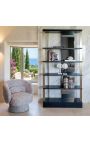 Structura Wandrekken met spiegel in houtskool Oak fineer en gouden messing frame 218 cm
