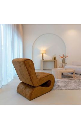 STRUCTURA round coffee table in beige travertine - 100 cm