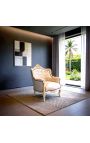 Sessel "Fürchte" Barockstil Beige Kunstleder und beige lackiertes Holz - 3