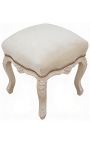 Taburet Louis XV Style bej catifea țesături și lemn de bej patinat