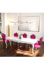 Baroque dining table in white lacquered wood