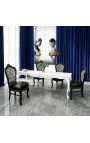 Baroque dining table in white lacquered wood