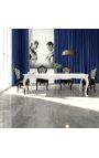 Baroque dining table in white lacquered wood