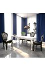 Baroque dining table in white lacquered wood