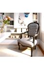 Poltrona barocca di Louis XV Stile grigio e nero opaco in legno opaco