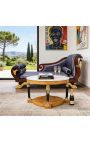 Empire style coffee table with bronzes and white marble - 3